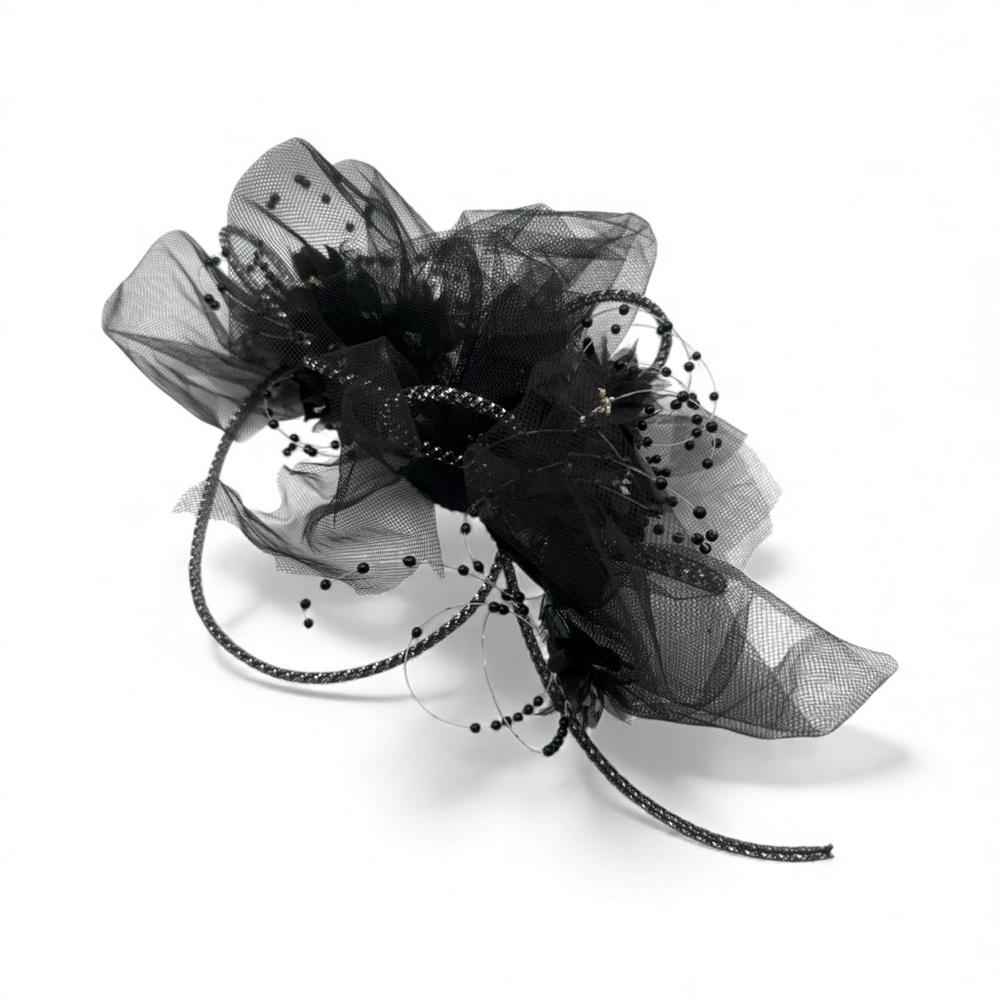 Elegant Black Mesh Hair Fascinator Accessory - Picture 2 of 9